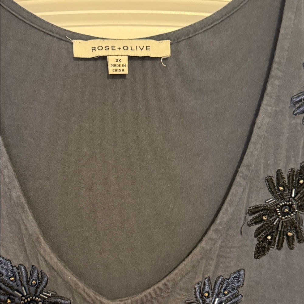 Rose & Olive Charcoal Embroidered Blouse